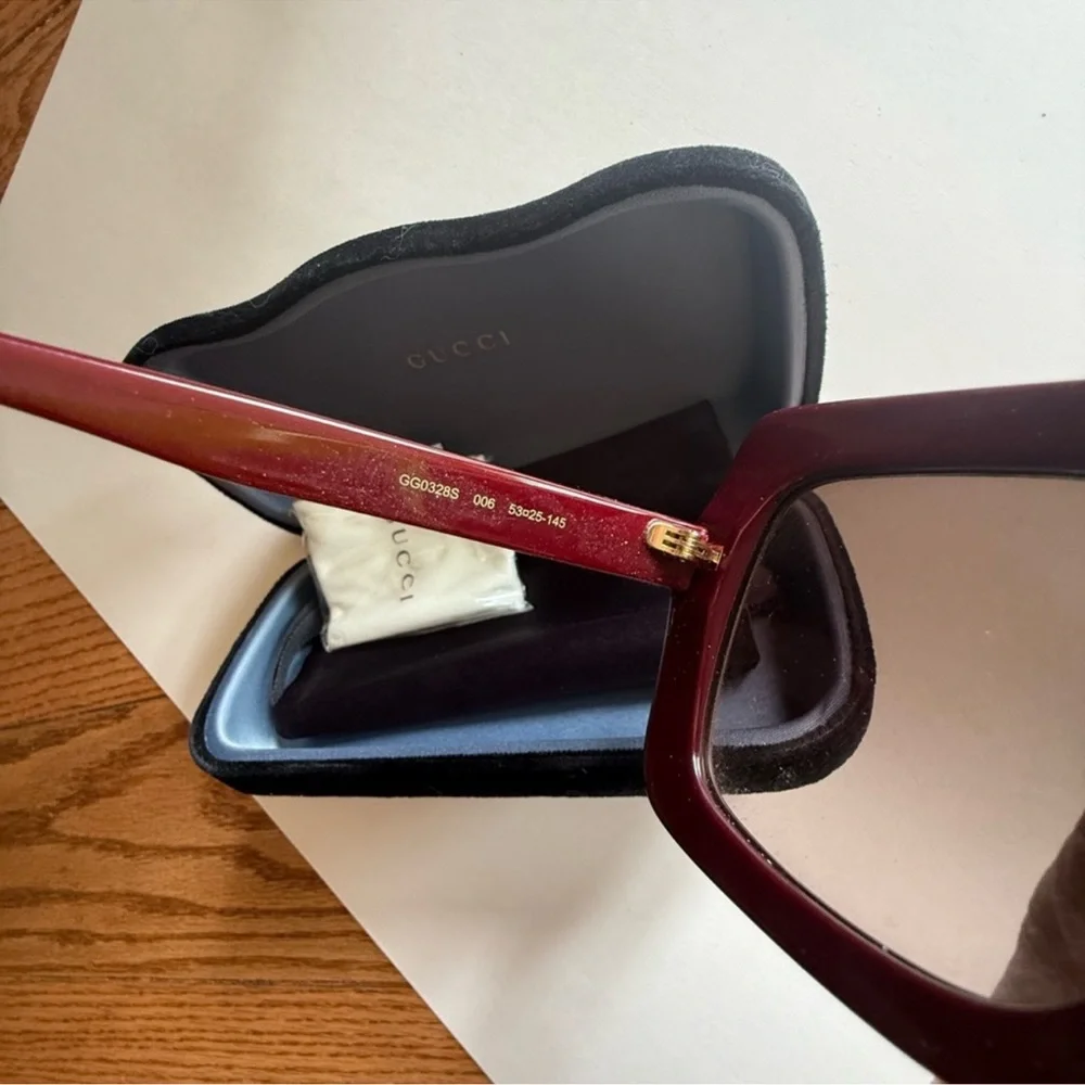 Gucci Burgundy Square Oversized Sunglasses